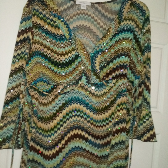 DRESS BARN colorful adjustable sparkly tie top size XL - Picture 6 of 7